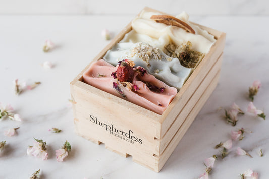 Shepherdess Botanicals Wooden Crate Soap Gift Set