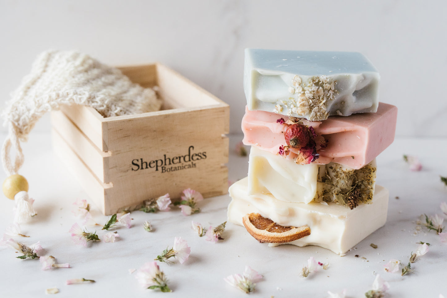 Shepherdess Botanicals Wooden Crate Soap Gift Set