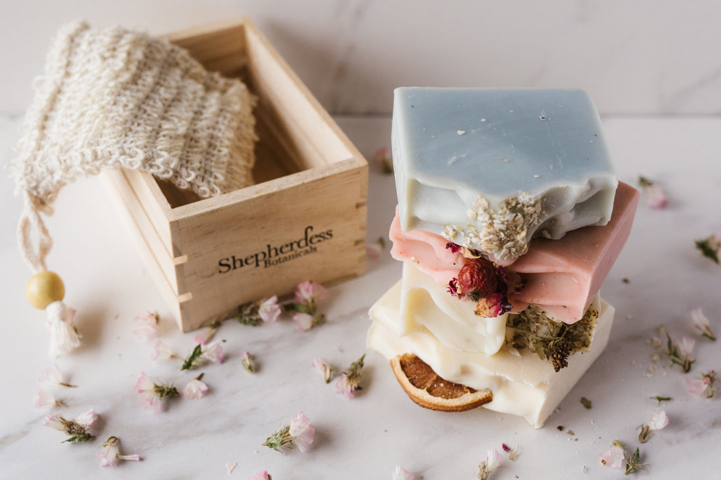 Shepherdess Botanicals Wooden Crate Soap Gift Set